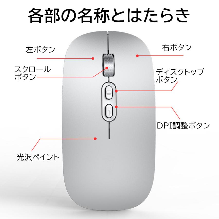ワイヤレスマウス マウス 無線 充電式 小型 薄型 静音 充電 バ 