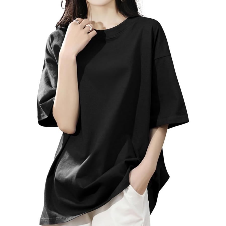 tシャツ ゆったり細見え レディース 半袖 無地 シャツ トップス 春 夏