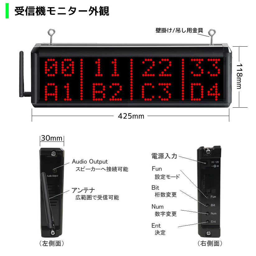 呼び出しベル 受信機2台 ワイヤレス 8番号表示 中継アンテナ 送信ベル