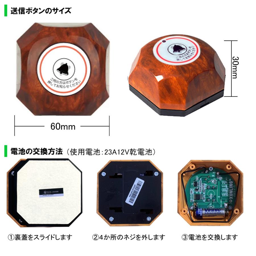 呼び出しベル レストランチャイム 大画面 受信機 送信ボタン 大型