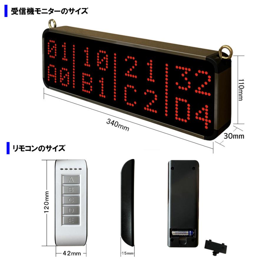 呼び出しベル ワイヤレスチャイム 受信機 表示消去機能 送信ボタン10個
