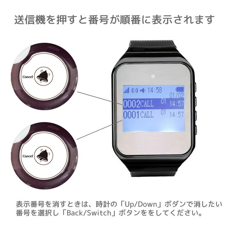 腕時計型 呼び出しベル 受信機 CW2 ウッド調 3個付 木目柄 ワイヤレス