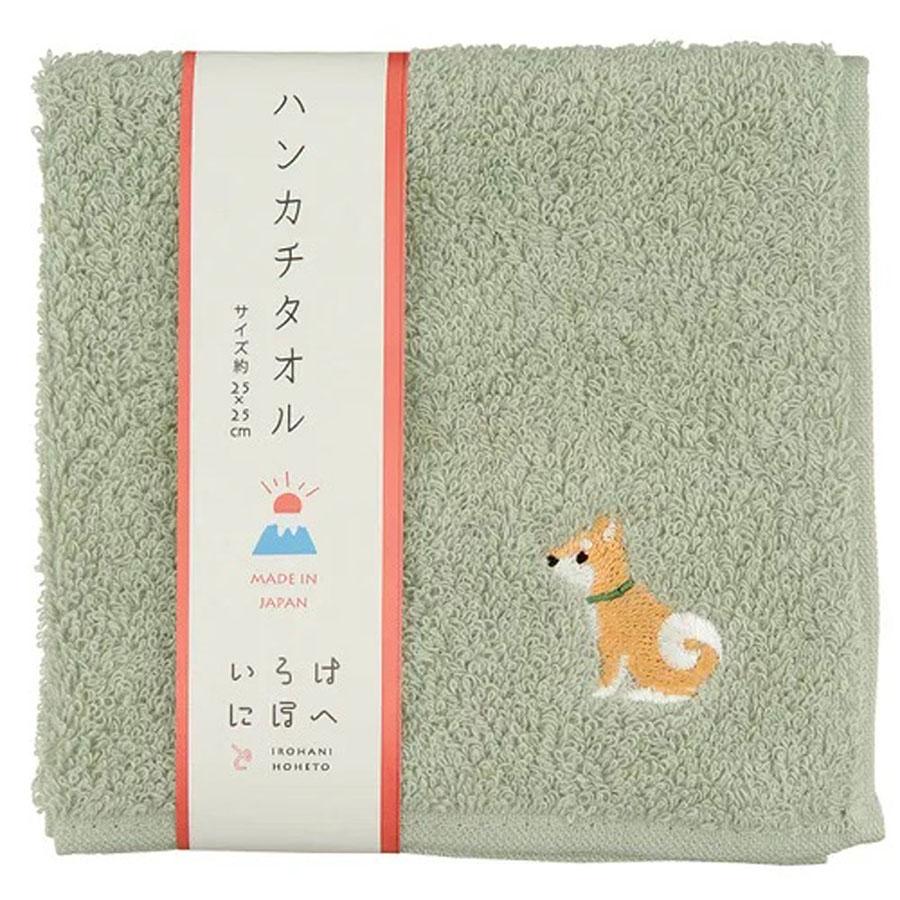 タオルハンカチ いろはにほへと 柴犬 日本製 綿100％ バレンタイン