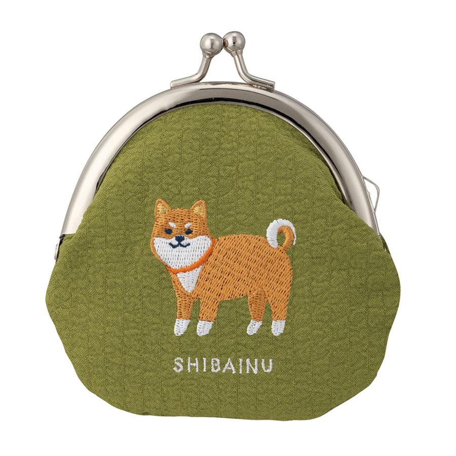 刺繍ガマグチ 柴犬｜毎日をちょっと楽しくするポーチ ギフト好適品 父