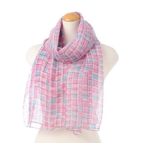 レディース ストール 春夏用 シルク混合 チェック 格子柄 ピンク 391 016 31 00 メンズファッション堀田勉強堂 通販 Yahoo ショッピング