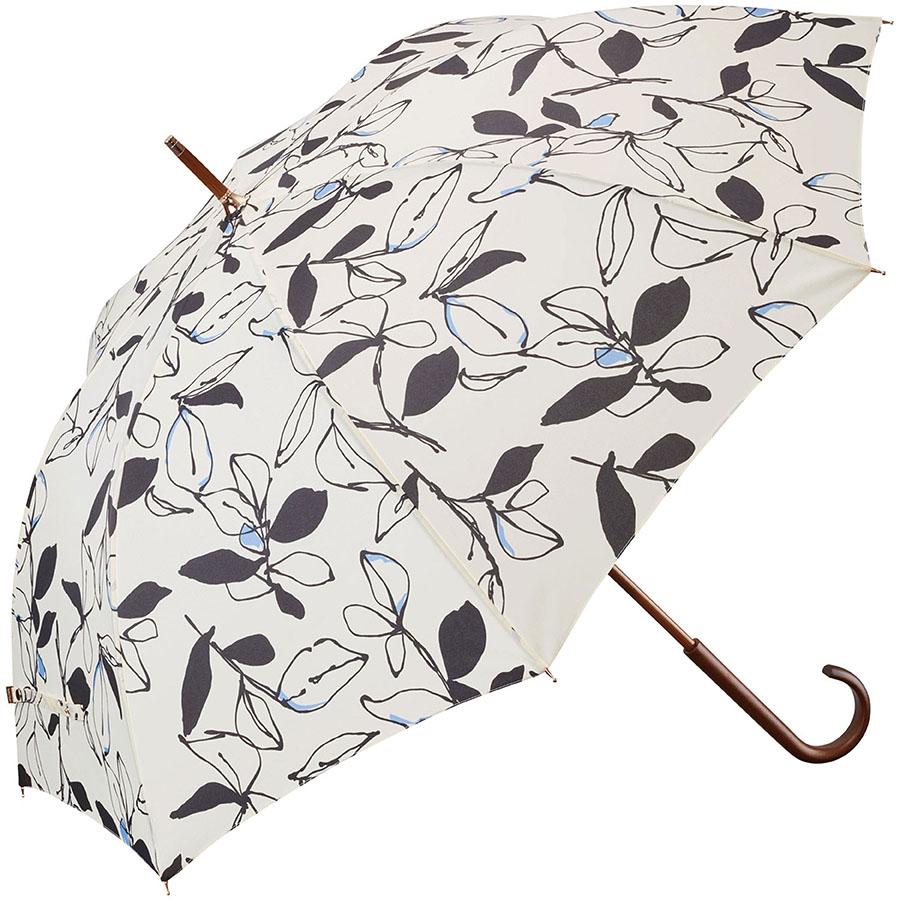 MOKUTTO モクット リーフ 長傘 UVカット90% 木製シャフト 晴雨兼用