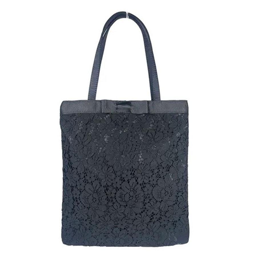 CAMELIA ＆CAMELLIA 花柄レース サブバッグ ブラック 結婚式 謝恩会