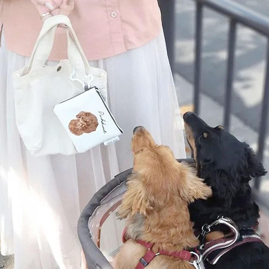 DOG CHARITY ミニフラットポーチ 柴犬 ダックスフンド トイプードル