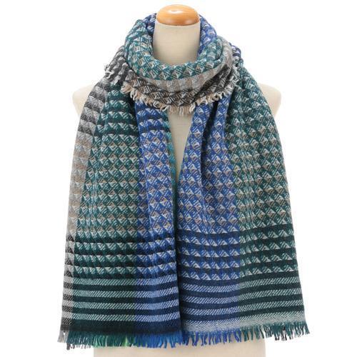 イタリア製 カラーストール  グラデーション メンズ レディース ウール混 ディープブルー 2025年 プレゼント ギフト好適品 イタリア製 カラーストール グラデーション メンズ レディース ウール