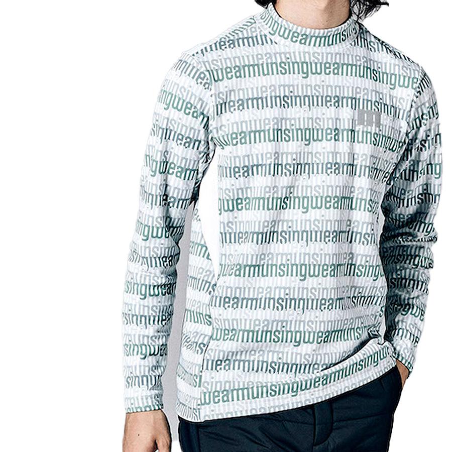 美品✦マンシングウェア✦ロゴプリント長袖モックネックシャツ✦ブラック セール・アウトレット】SEASON COLLECTION ストレッチ ロゴ
