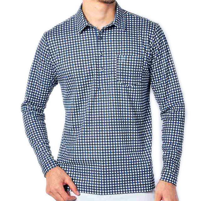 マンシングウェア メンズ ポロシャツ 長袖 長袖 ネイビー ネイビー 紺 ギンガムチェック メンズウエア 鹿の子 ゴルフ ２０２２年 春夏 父の日 新作 Mgmtjb07 Nv00 メンズファッション堀田勉強堂 ギフト好適品 Mgmtjb07