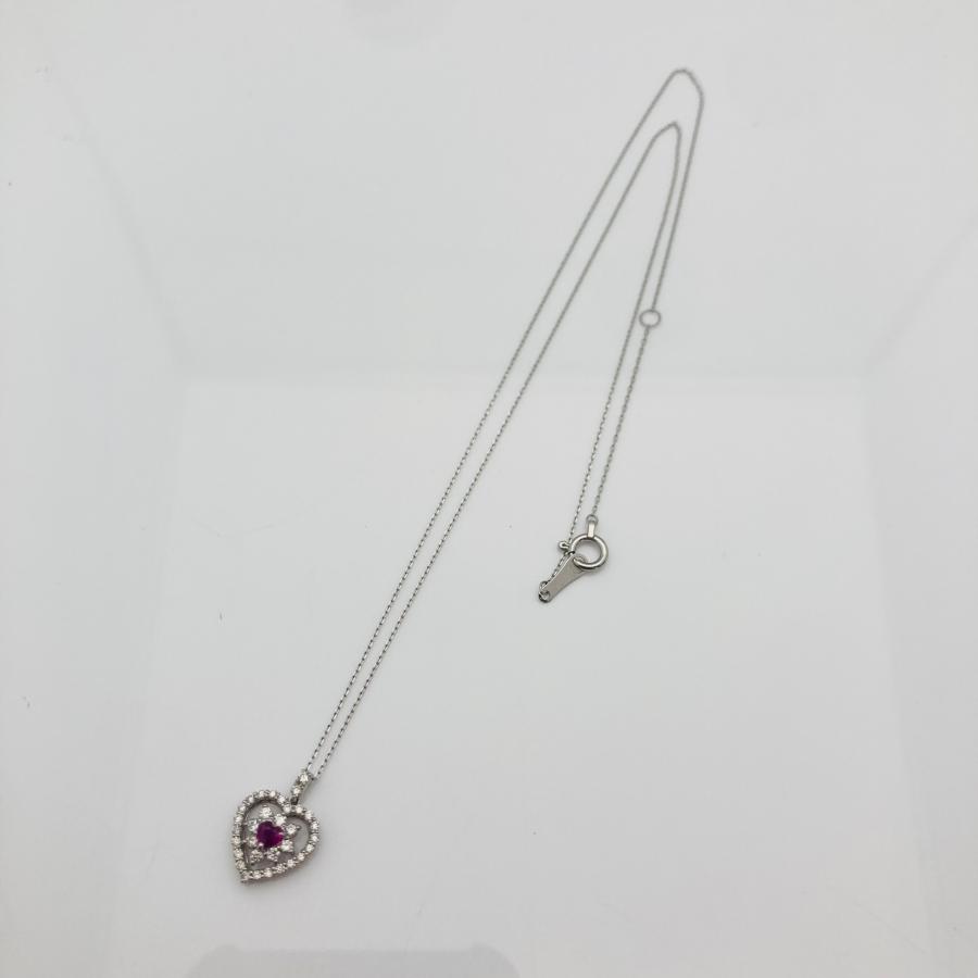 Pt950/Pt850 ルビー ダイヤモンド ネックレス ハートモチーフ ダイヤ