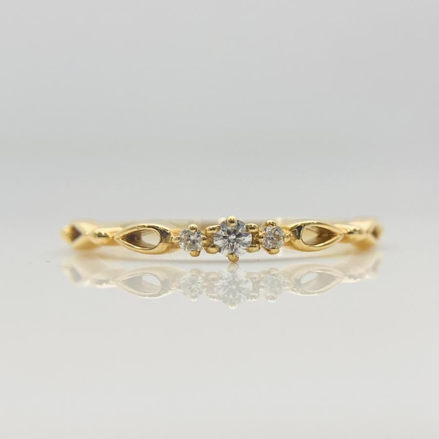 K18 ダイヤモンド リング 0.05ct 指輪 ピンキーリング 5号 新品 