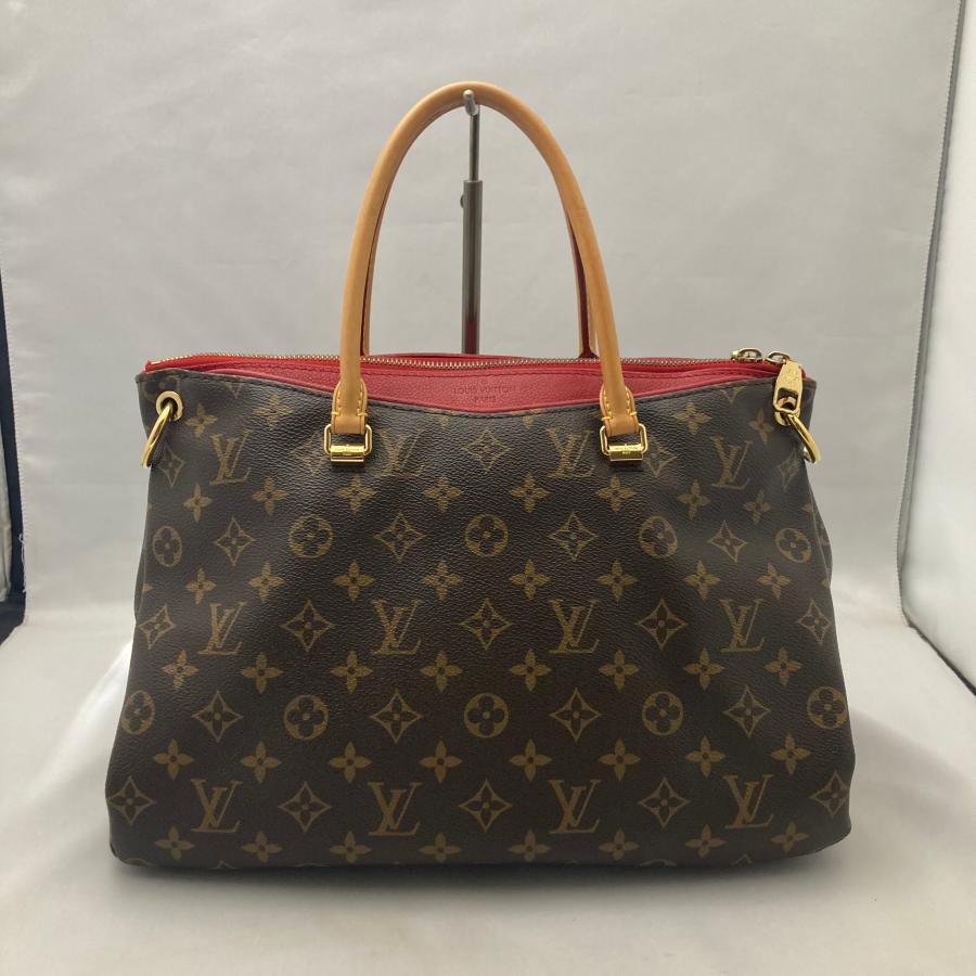 【Aランク】Louis Vuitton ルイヴィトン モノグラム パラス ハンドバッグ M41633 ショルダーストラップ付き ブラウン/レッド【中古】の画像
