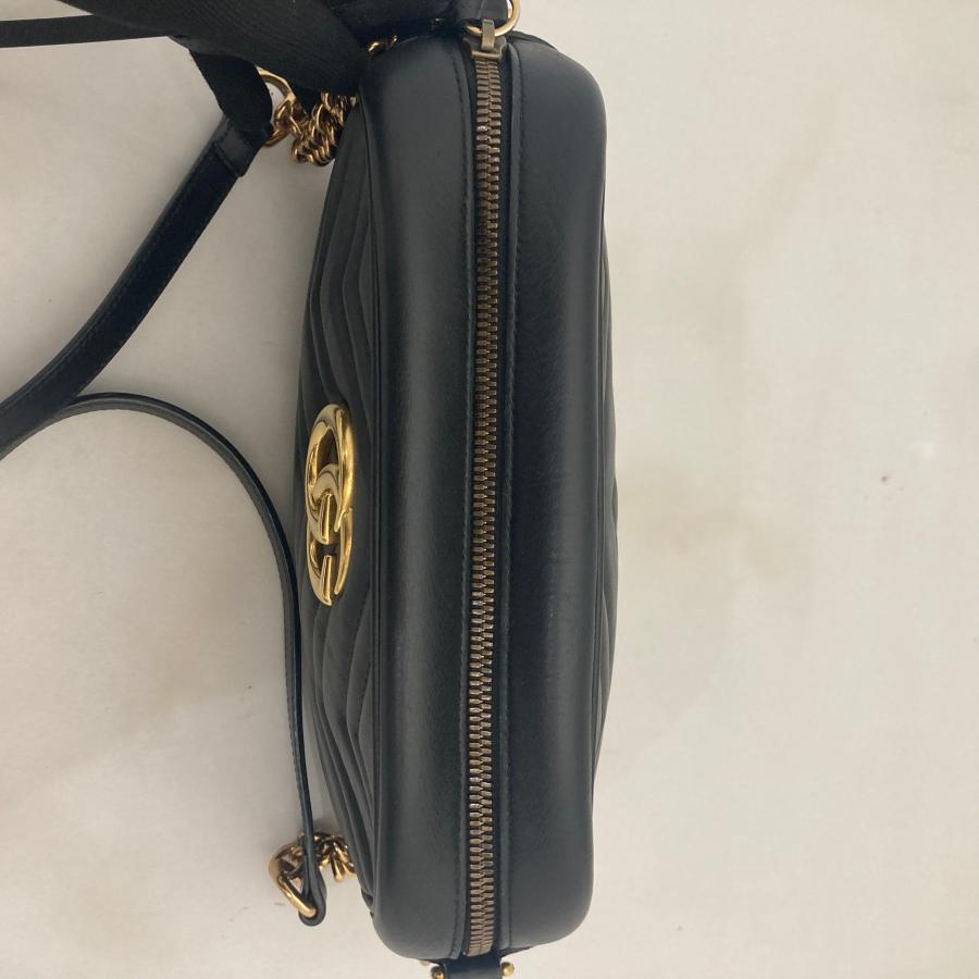 【Aランク】GUCCI グッチ GG マーモント スモールカメラバッグ 447632 ショルダーバッグ ブラック チェーン【美品】の画像
