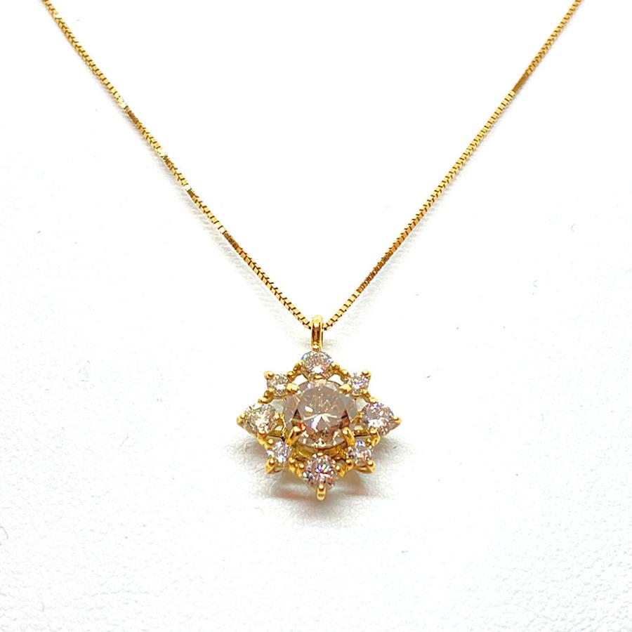 K18 YG イエローゴールド ダイヤモンド ネックレス ペンダント D0.55ct  