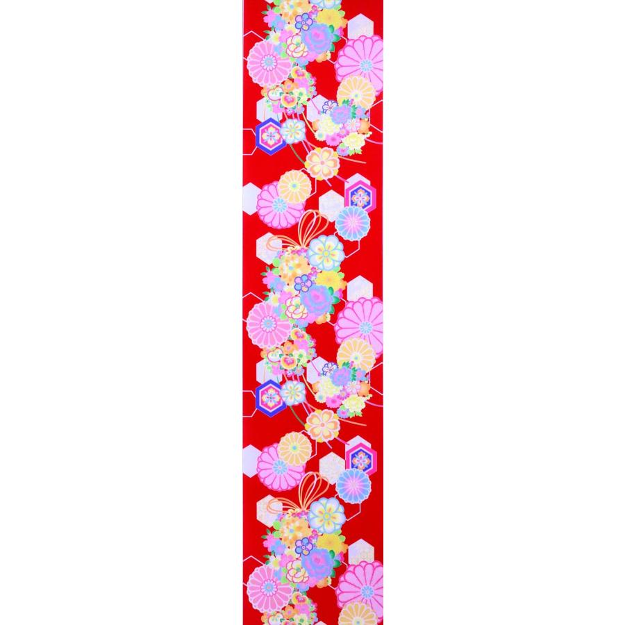 洗える着物反物 a-47 椿・菊柄・赤地 : ゆかた反物の堀田 - 通販