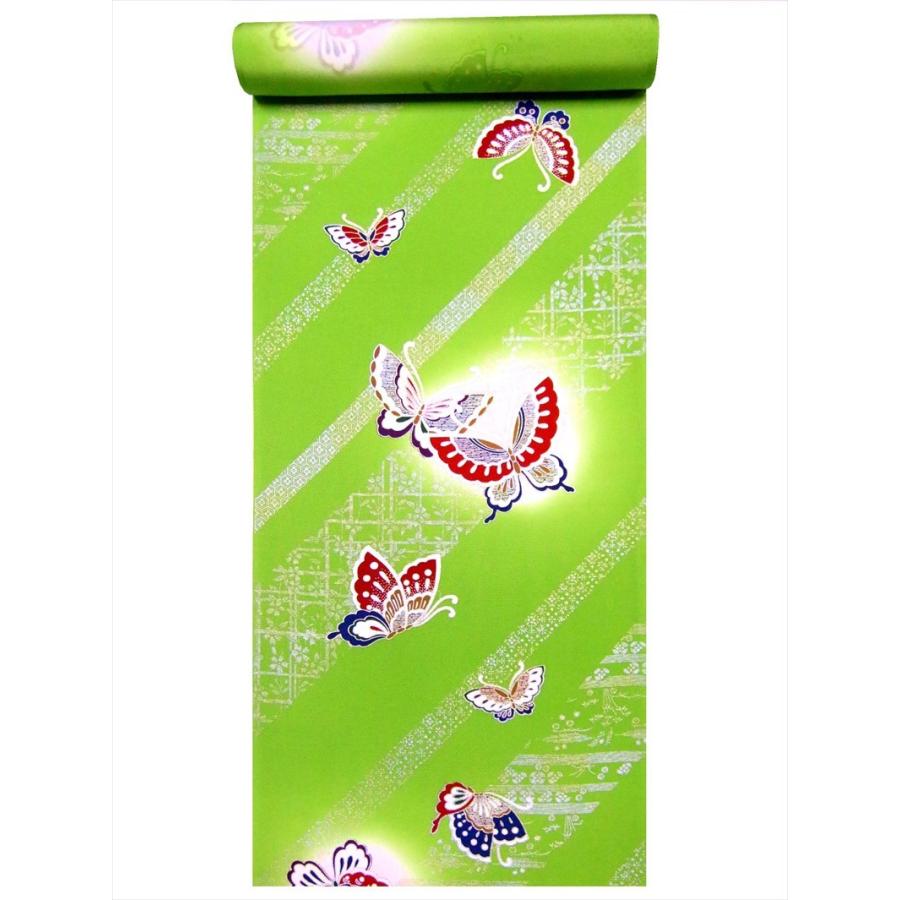 子供 着物 反物　kk-48  チョウ柄・黄緑地