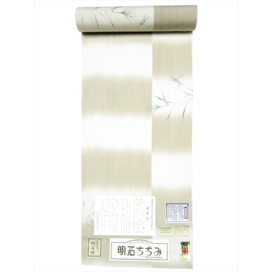 明石ちぢみ 反物 No.204 トンボ柄・ベージュ地・夏物 : ゆかた反物の 