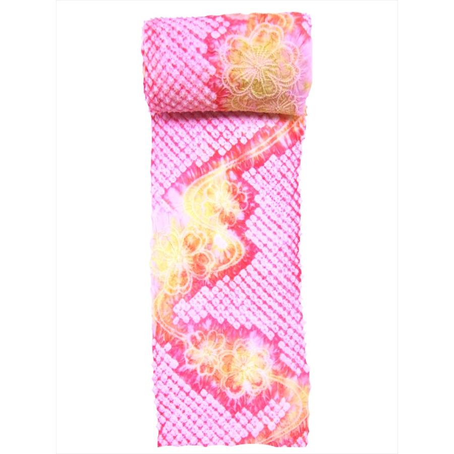 絞り　浴衣　反物 有松絞り 絞り浴衣反物 No.1016 フクロ草柄 ピンク地 : ゆかた反物の