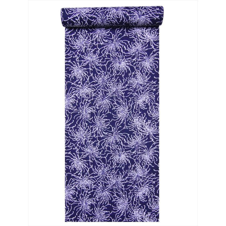 ゆかた反物 浴衣 反物 No.128 濃紺地 乱菊柄 耳有り : ゆかた反物の堀田 - 通販