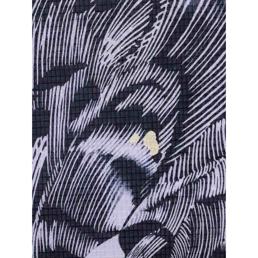メンズ 浴衣 反物 No.570  黒地・羽根柄・美術サロンの画像