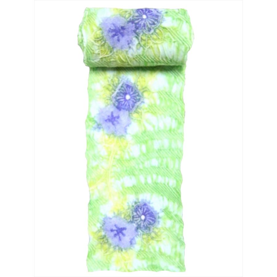 有松絞り 絞り浴衣反物 No.907 キキョウ／黄緑地 : ゆかた反物の