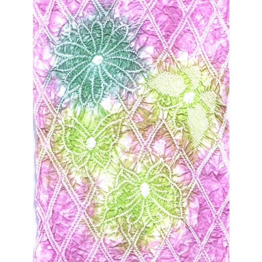 有松絞り 絞り浴衣反物 No.932 菊・チョウ柄・うす紫地 : ゆかた反物の