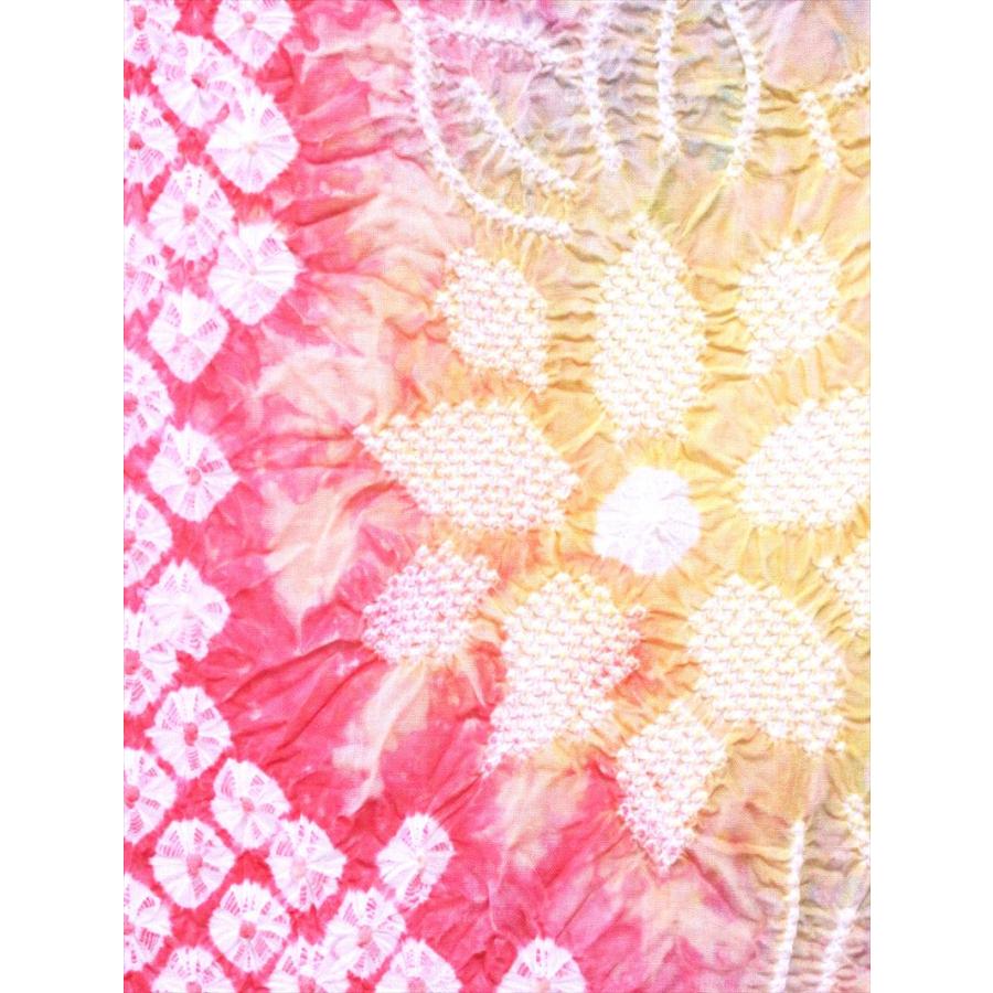 絞りの浴衣反物 有松絞り 絞り浴衣反物 No.983 テッセン柄・ピンク地 : ゆかた反物の