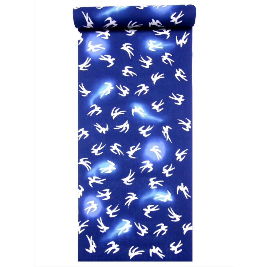 男物 浴衣 反物 No.595  紺地・ツバメ柄