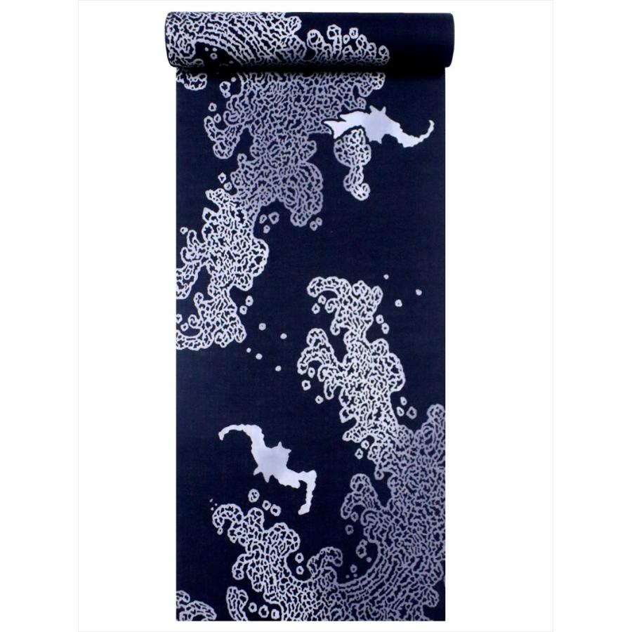 浴衣 反物 No.638  グレー地・鯉の滝登り柄