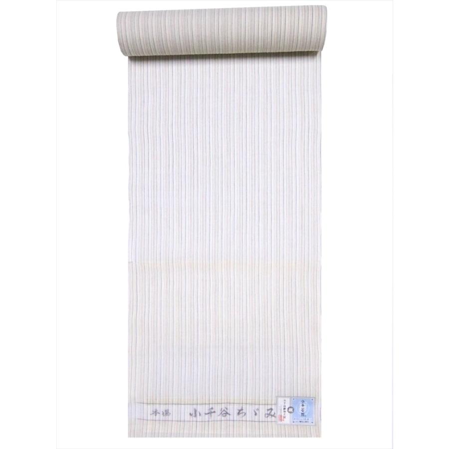 浴衣 反物 No.659  シマ柄・アイボリー地・小千谷縮み