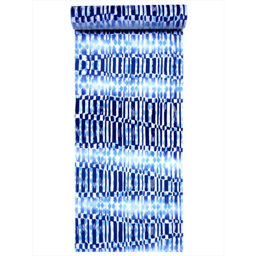 メンズ 浴衣 反物 No.674 ブルー地・格子シマ柄 : ゆかた反物の堀田