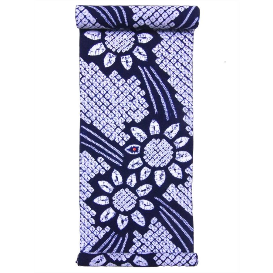 絞り浴衣反物 No.902 濃紺地・桔梗柄【訳有り】 : y902 : ゆかた反物の  