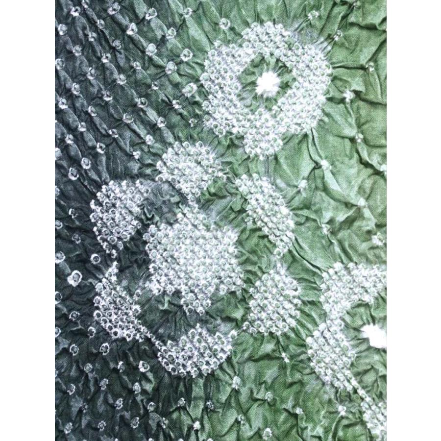 有松絞り 女性 絞り浴衣反物 No.942 フヨウ柄 グリーン地 : ゆかた反物