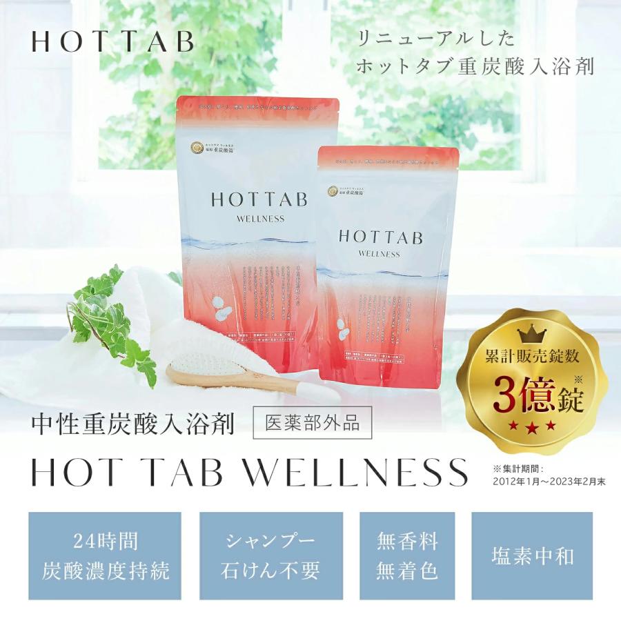 ポイント5倍 正規品 薬用 元祖 重炭酸 入浴剤 ホットタブ HOTTAB ウェルネス 45錠 神経痛 リウマチ 疲労回復 冷え症 血行促進 日本製 無香料｜hottab-store｜02