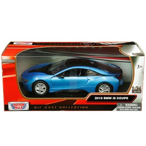 超美品のi8 ミニカー 1/24 MOTORMAX BMW 2018 i8 Coupe ブルー色 限定品 予約商品