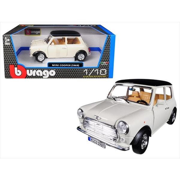 ミニカー 1969 ミニクーパー 1300 白/黒 1/18 ブラゴ 予約商品