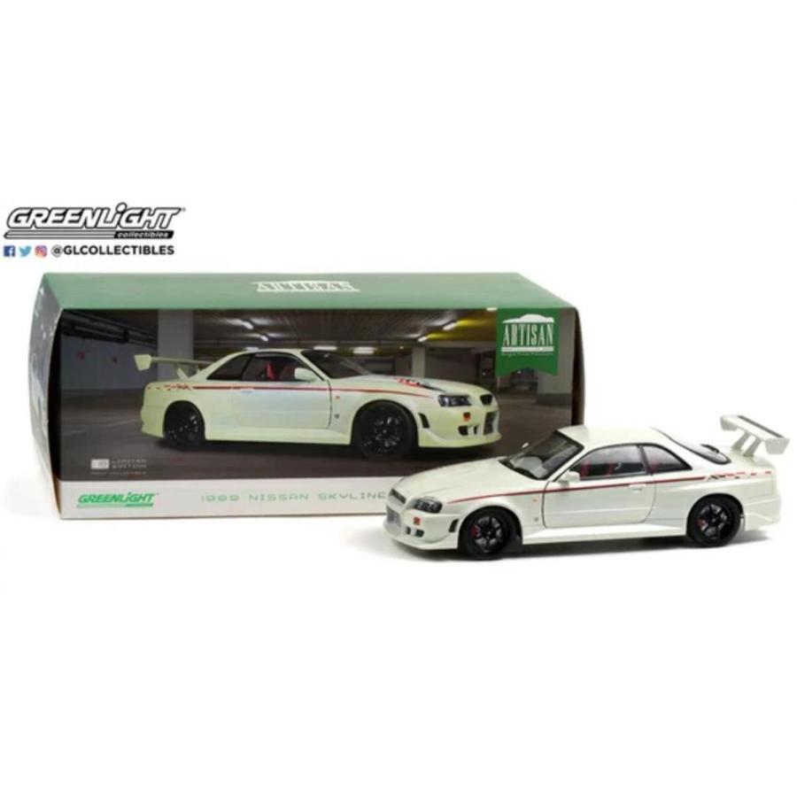 ミニカー GTR 1/18 特別限定 GREENLIGHT 1999 GT-R (BNR34) 白/赤