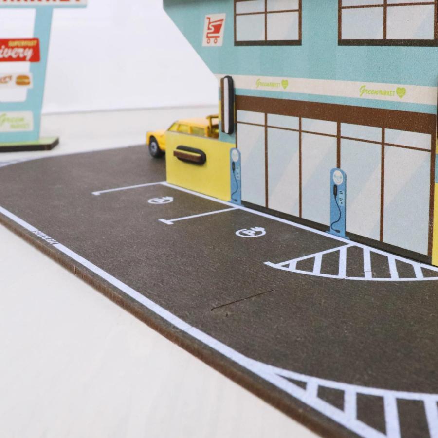 ミニカー 楽しい車・道路ドライブごっこ スーパーマーケットセット
