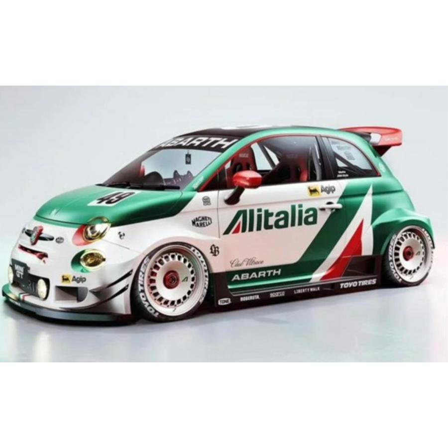 ミニカー 1/18 アバルト 595 2025 フィアット500 アリタリア 白/緑色