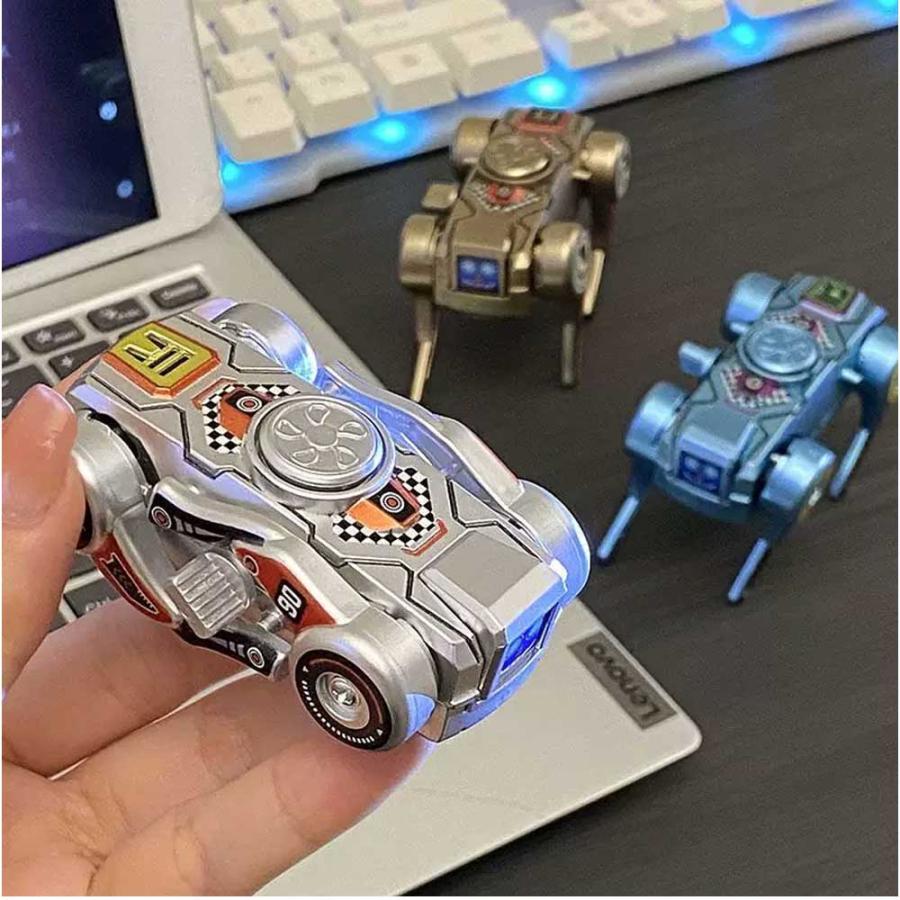 フィジェットトイ ハンドスピナー 変形ロボット玩具 ゼンマイ駆動犬