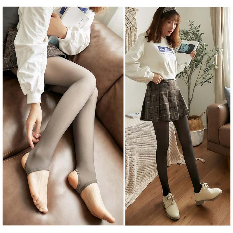 裏起毛 タイツ トレンカ 透け感 フェイクタイツ 900デニール 厚手 防寒