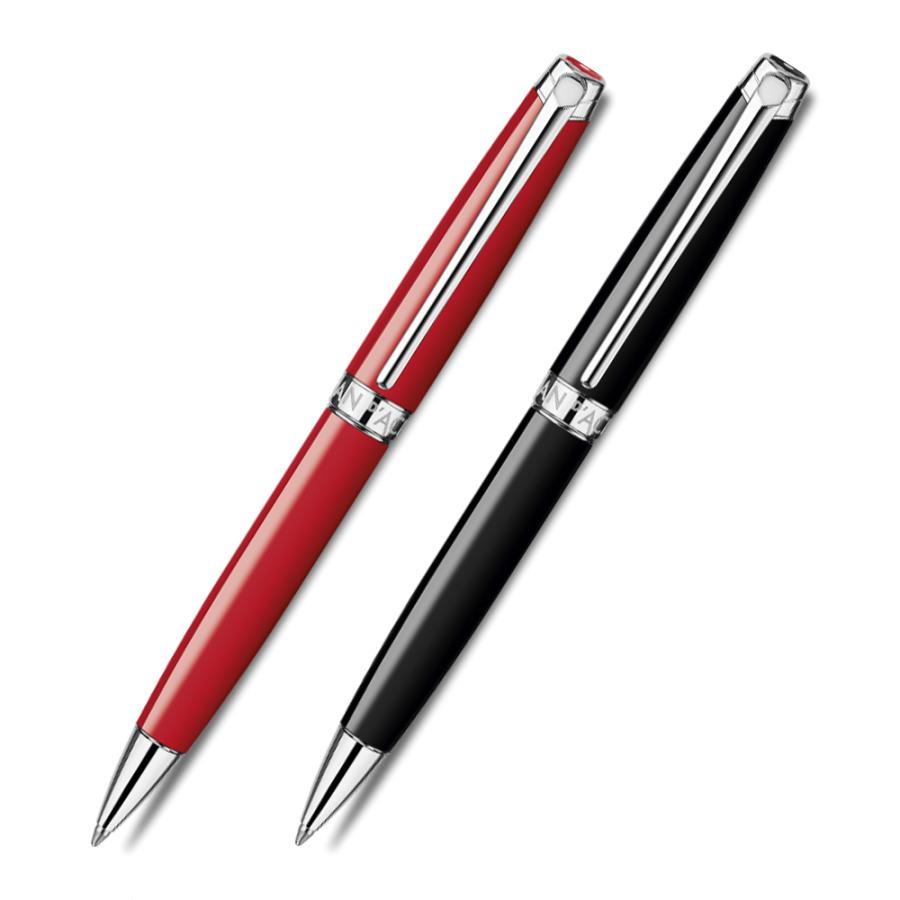 名入れ無料 Caran d'Ache  カランダッシュ  Leman レマン エボニーブラック スカーレット レッド ボールペン 4789-782/770の画像