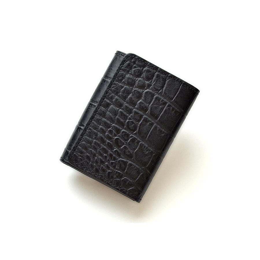 itoya 伊東屋 ROMEO ロメオ クロコ 三つ折り財布 RLC22BK クロコ
