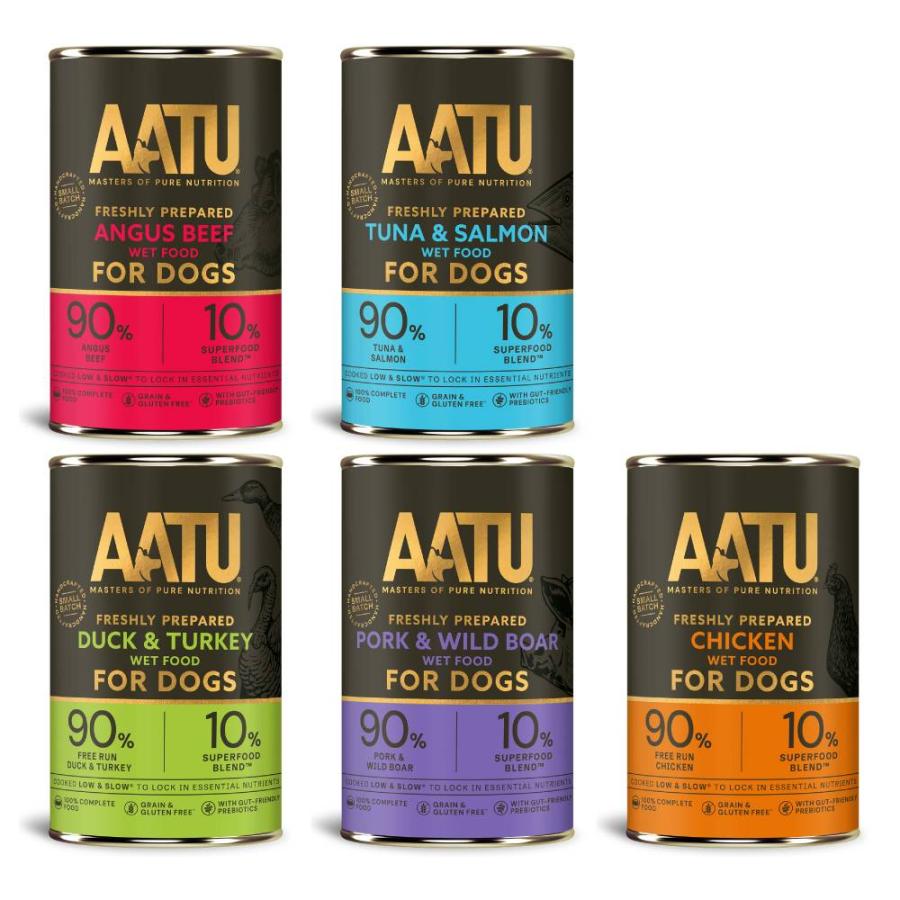 犬用 缶詰 ウェットフード ドッグ 総合栄養食 食べ比べ 穀物不使用 AATU バラエティセット 400g 5種 保存食　2025年12月以降、順次ラベルデザインのみ変更予定 |  | 08