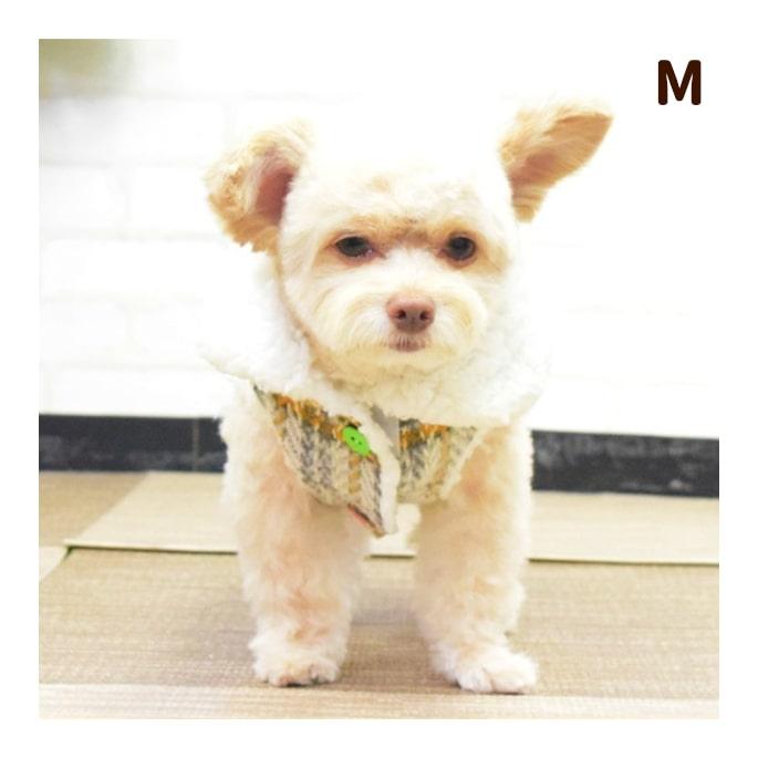先染めチェックボアジャケット イエロー Mサイズ 犬用 ウェア　秋冬　服 | 