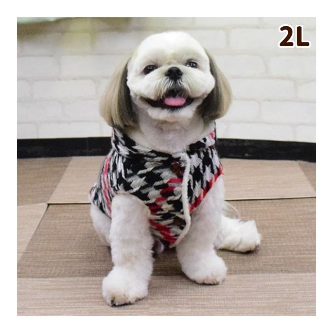 千鳥柄ボアパーカー ブラック 2Lサイズ 犬用 ウェア　秋冬　服 | 