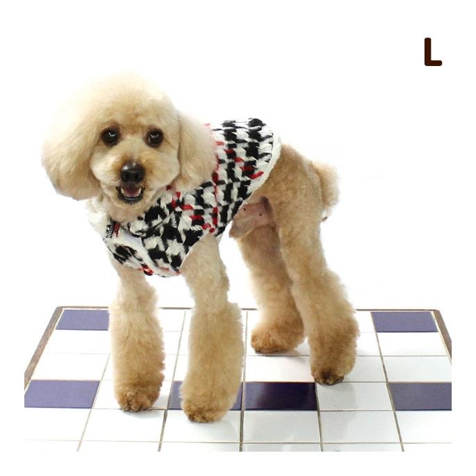 千鳥柄ボアパーカー ブラック Lサイズ 犬用 ウェア　秋冬　服 | 