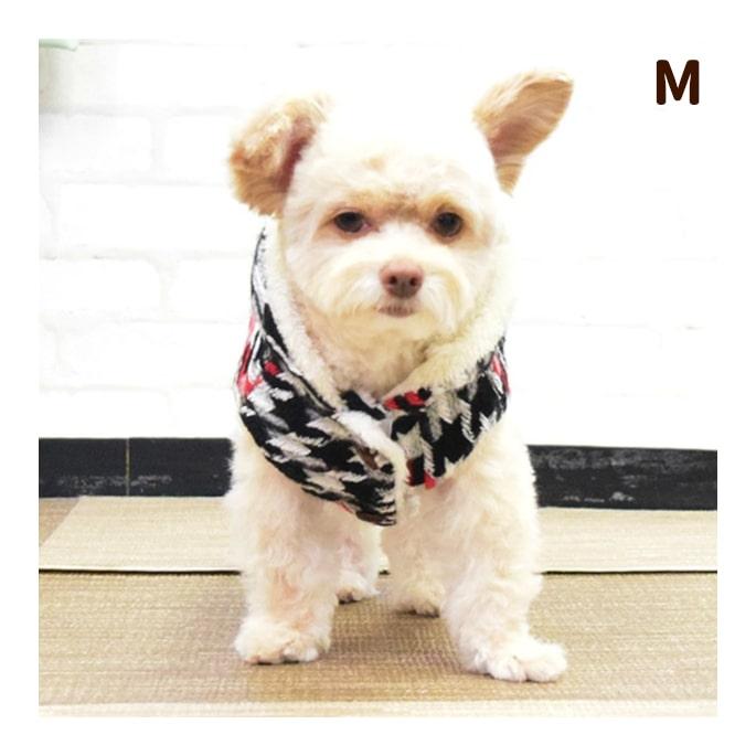 千鳥柄ボアパーカー ブラック Mサイズ 犬用 ウェア　秋冬　服 | 